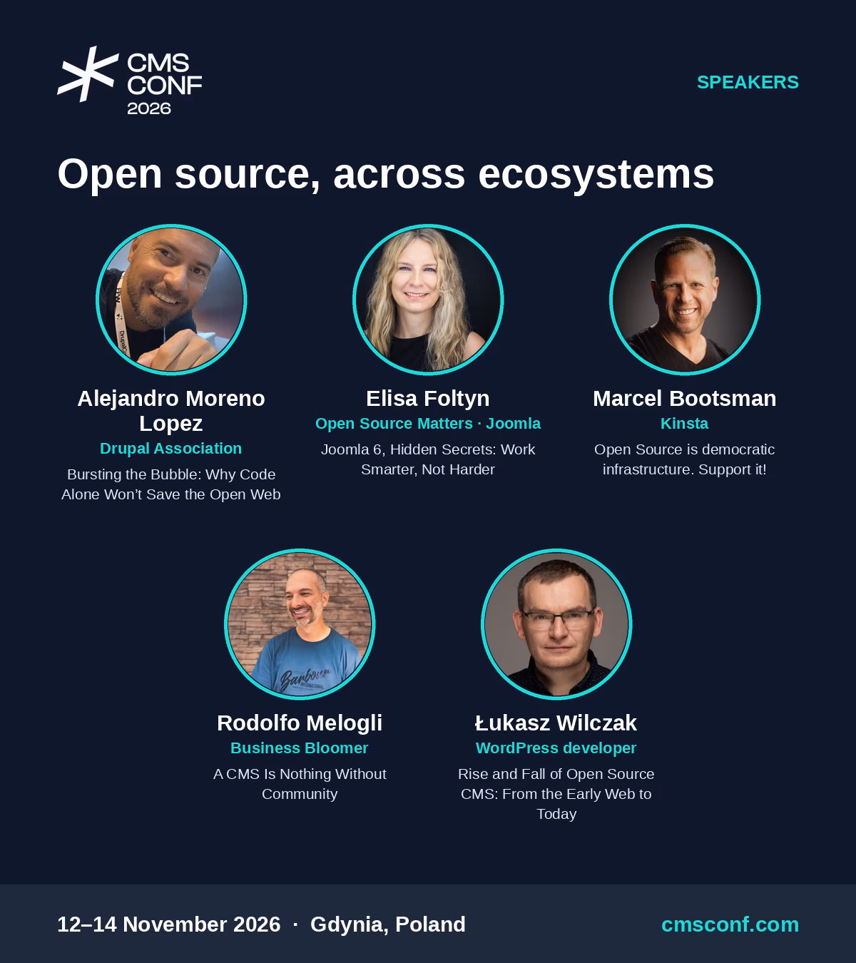 Prelegenci CMS Conf 2026 o open source