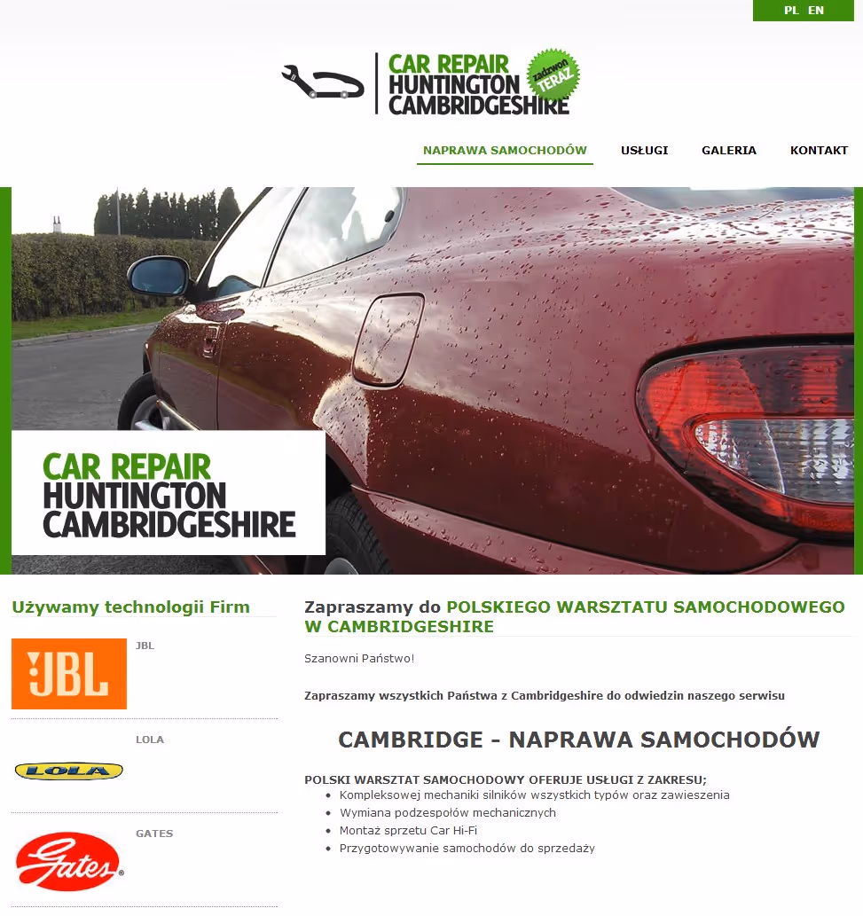 car-mechanic-huntington.co.uk ist eine WordPress-Website für eine lokale Kfz-Werkstatt, mit klarem Leistungsangebot, Kontaktwegen und technischer Wartung.