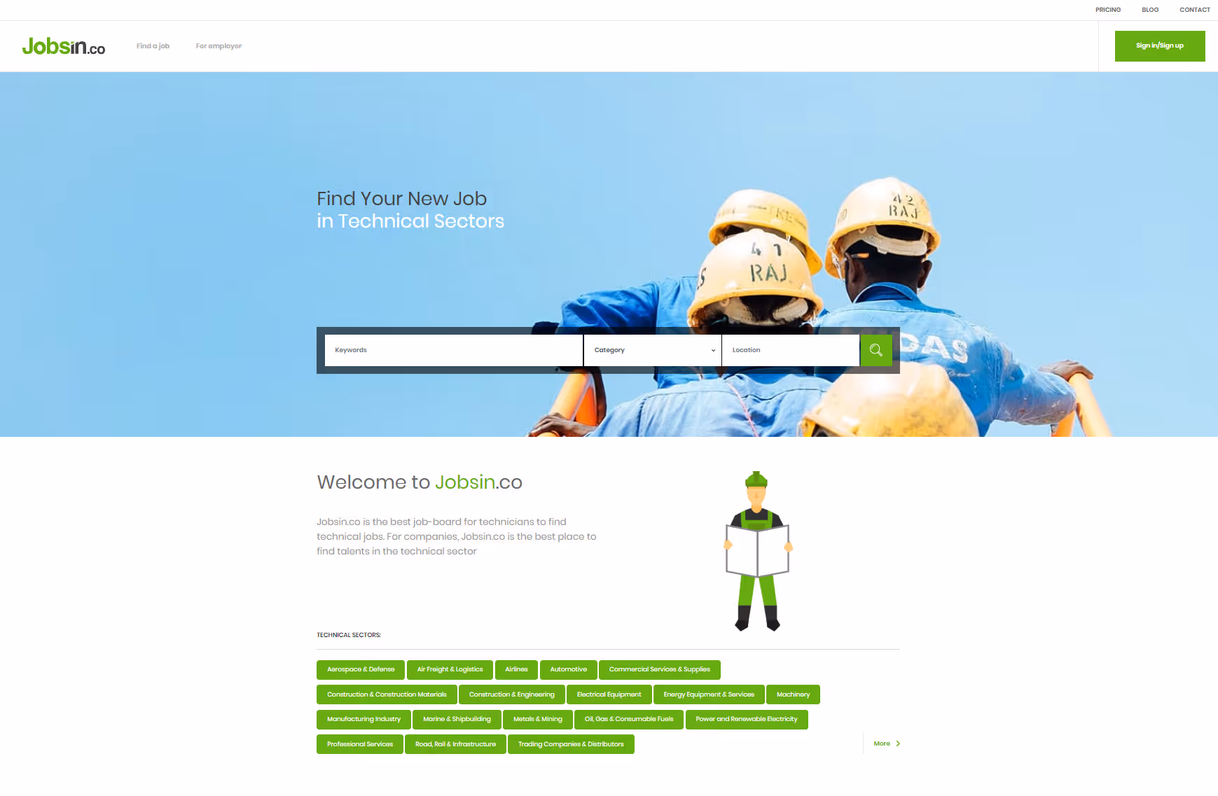 Jobsin.co ist ein moderner Job-Board, der sich auf die Veröffentlichung von Stellenangeboten für qualifizierte Spezialisten in den Bereichen Bauwesen, Mechan...