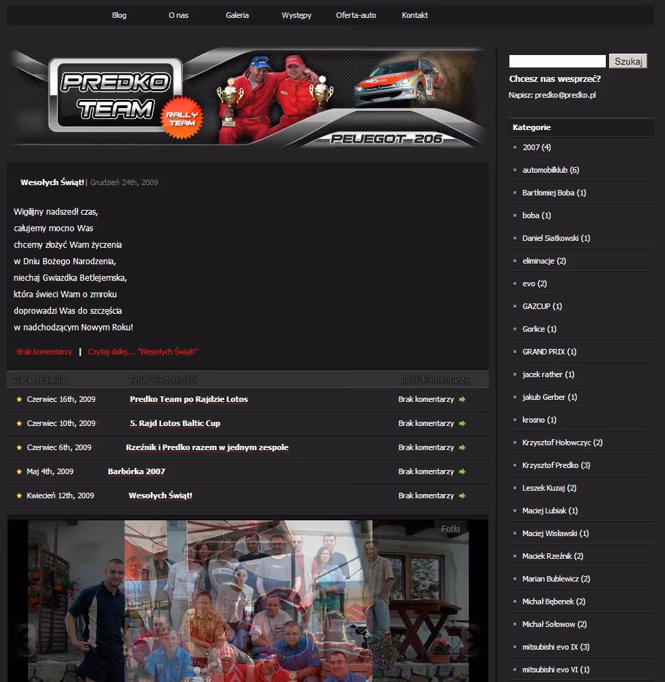 predko.pl ist ein moderner Online-Dienst, der dem Leben und der Karriere des Rallyefahrers Krzysztof Predko gewidmet ist. Die Seite wurde für Motorsportfans ...